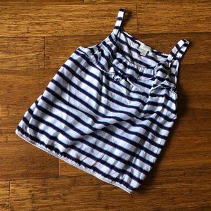 Loft Striped Blue, Purple, White Tank With Ruffles